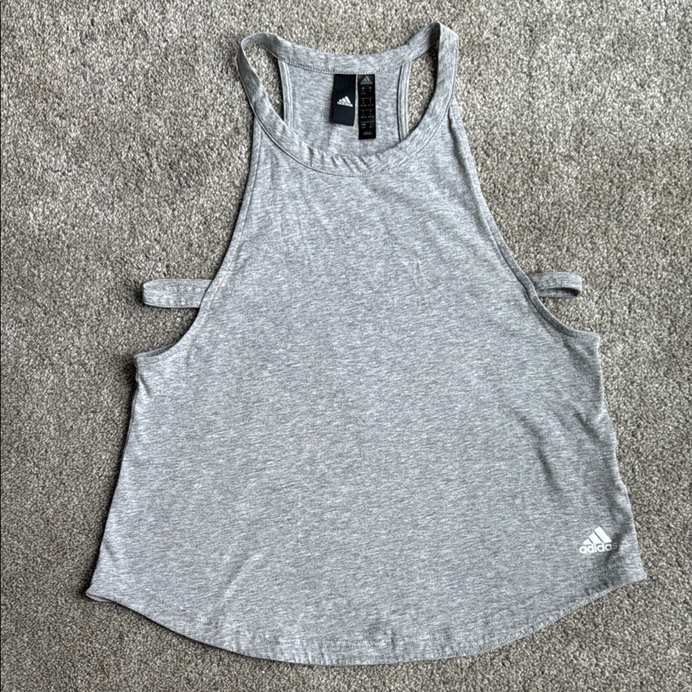 Adidas Gray Sleeveless Crop Tank Top